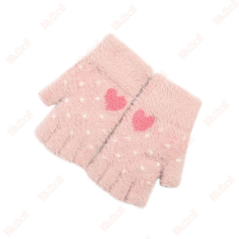 winter knitted plush gloves women